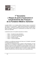 1er Baromètre « Risque de perte d’autonomie et comportements des Français » de la Fondation Médéric Alzheimer