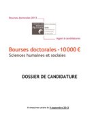 Fondation Médéric Alzheimer - Bourses doctorales 2013 - Dossier de candidature