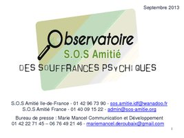 Observatoire SOS Amitié des Souffrances Psychiques - Chiffres - 2013