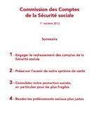 PLFSS 2013 - Commission des Comptes de la Sécurité Sociale - Rapport - 1er octobre 2012
