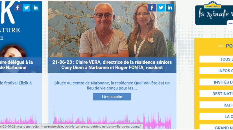  : Interview de Madame Claire VERA Directrice de la RSS Cosy Diem Narbonne et Monsieur Roger FONTA résident.