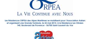 Guide maisons de retraite seniors et personnes agées : Les résidences ORPEA des Alpes Maritimes se mobilisent pour l'Association Adrien...