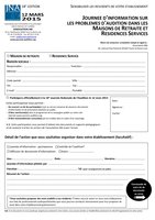 18ème JNA - 12 mars 2015 - Bulletin d'inscription Maisons de Retraite et Résidences avec Services pour Seniors : Sensibiliser les résidents de votre établissements