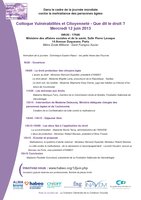 Colloque Vulnérabilité et Citoyenneté - Que dit le droit ? - mercredi 12 juin 2013 - Paris - Programme