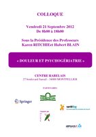 Colloque Douleur et Psychogériatrie - 21 septembre 2012 - Montpellier - Programme