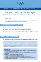 HAS - Synthèse des recommandations professionnelles - Le pied de la personne âgée - Approche médicale et prise en charge de pédicurie-podologie