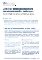 ONFV - La fin de vie dans les établissements pour personnes adultes handicapées - Résultats d'une étude nationale 2013 - Synthèse du rapport