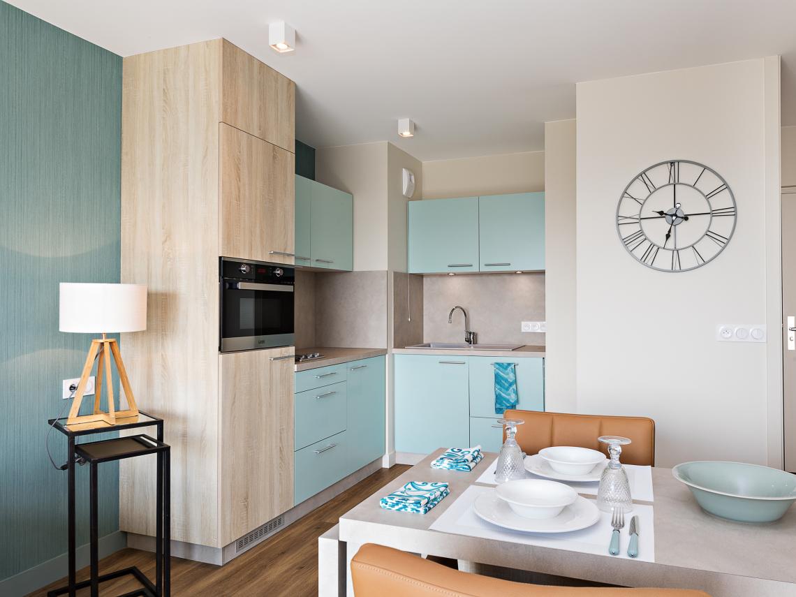 Résidence Services La Calende : Cuisine d'un appartement T2