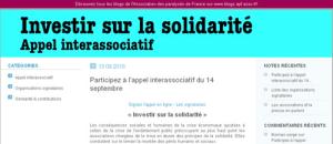 Lancement de l'appel interassociatif : Investir sur la solidarité