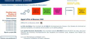 Appel à Prix et Bourses doctorales 2008-2009 de la fondation Médéric Alzheimer