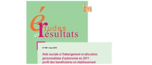 Aide sociale et APA : la DREES publie dans la collection  Études et Résultats, son n° 909, mars 2015