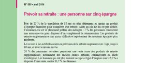 Publication Drees en avril 2014 : "Prévoir sa retraite : une personne sur cinq épargne"