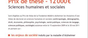 La Fondation Médéric Alzheimer lance son appel à Prix de Thèse 2011