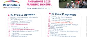 Planning des animations de septembre