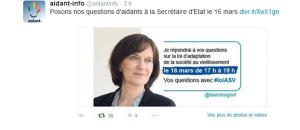 Aidants : Posons nos questions à la Secrétaire d'Etat le 16 mars