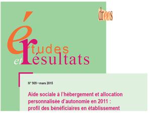  alt="Aide sociale et APA : la DREES publie dans la collection Études et Résultats, son n° 909, mars 2015"