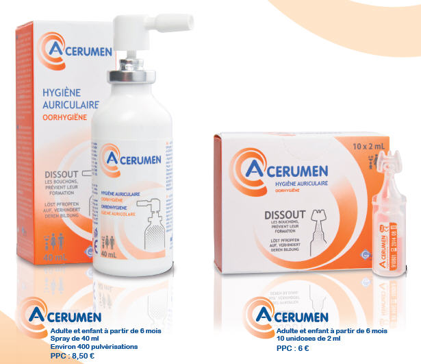 Traitement des oreilles dissout les bouchons A-CERUMEN : le spray